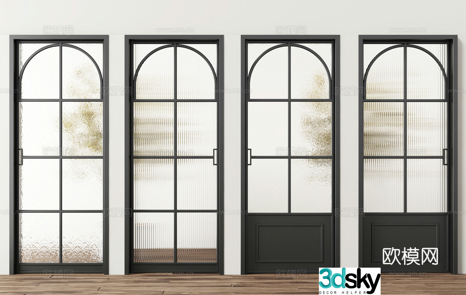 French European glass partition 3D model