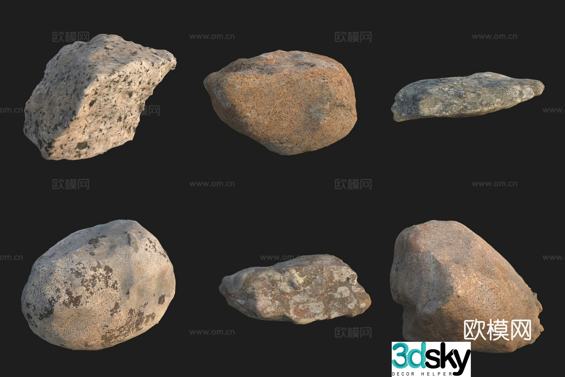 Granite rock stone stone 3d model