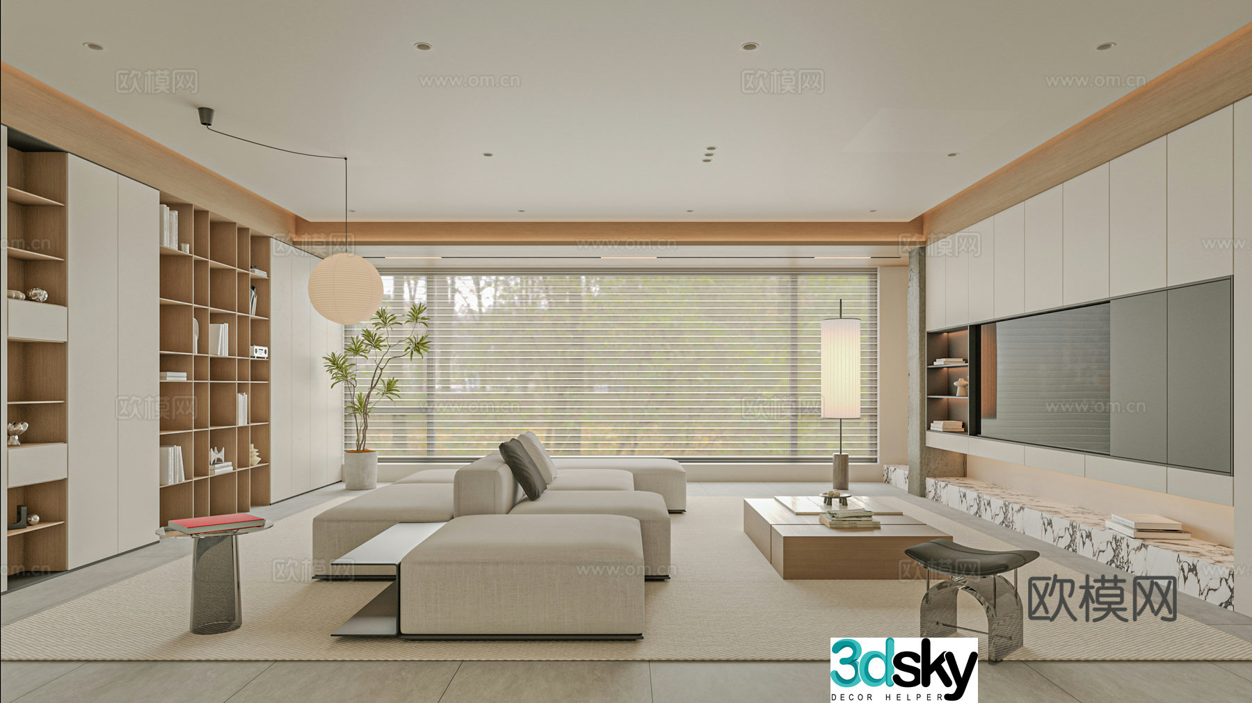 Modern living room sofa single chair coffee table 3d model