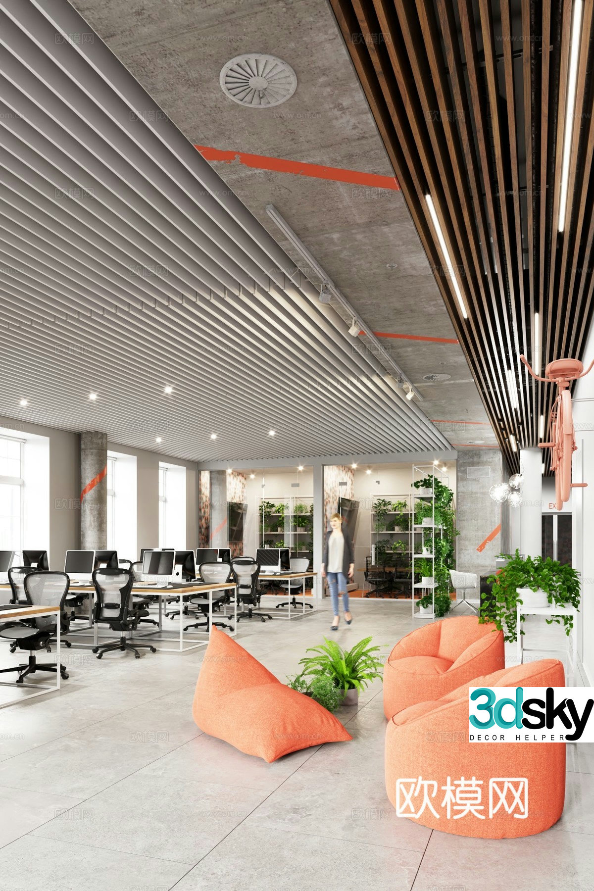 3D model of office area