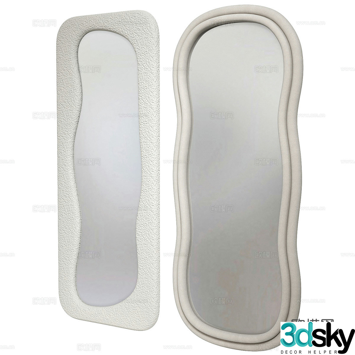 Modern cream style decorative mirror 3d model