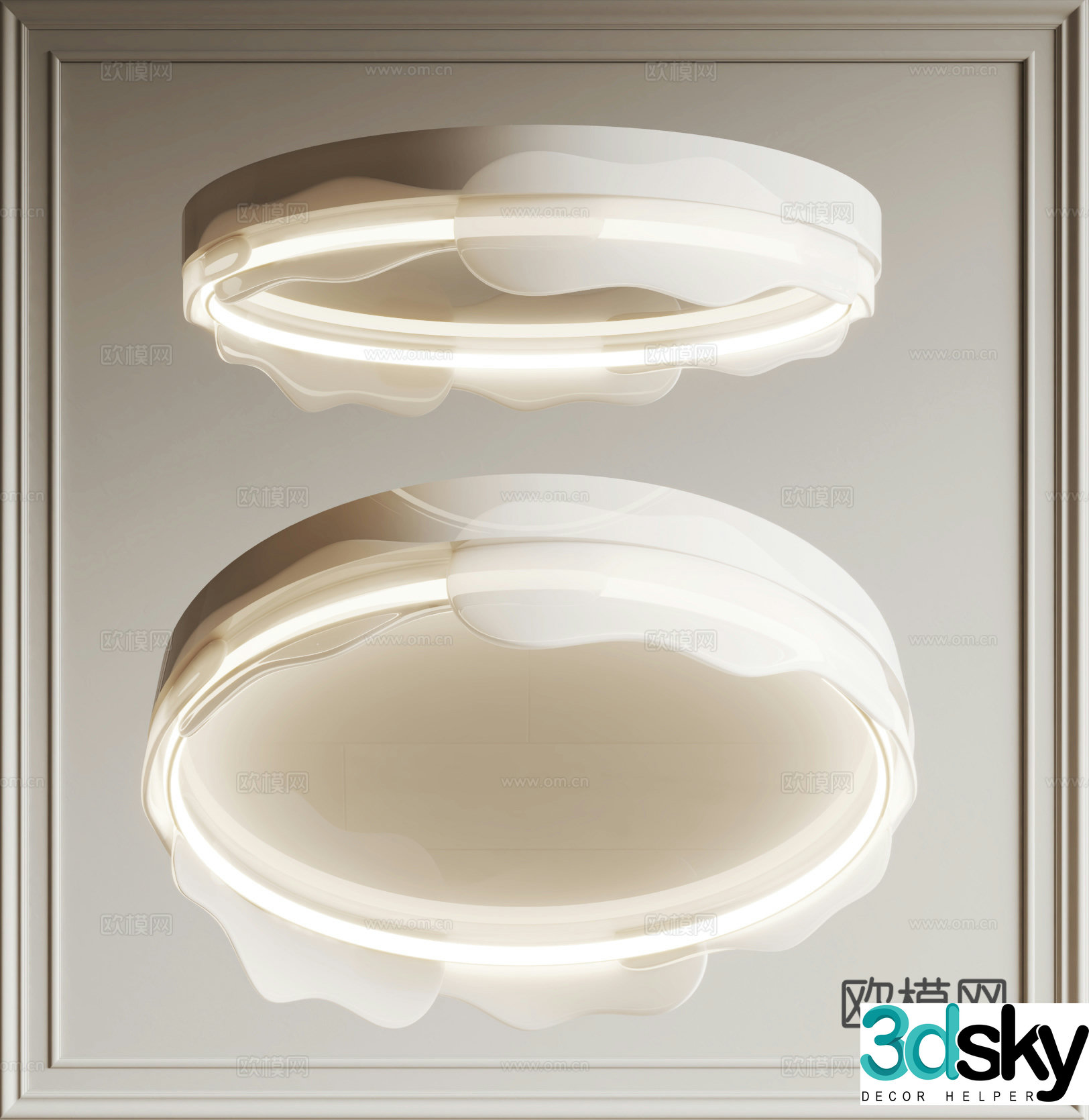 Cream ceiling lamp 3d model