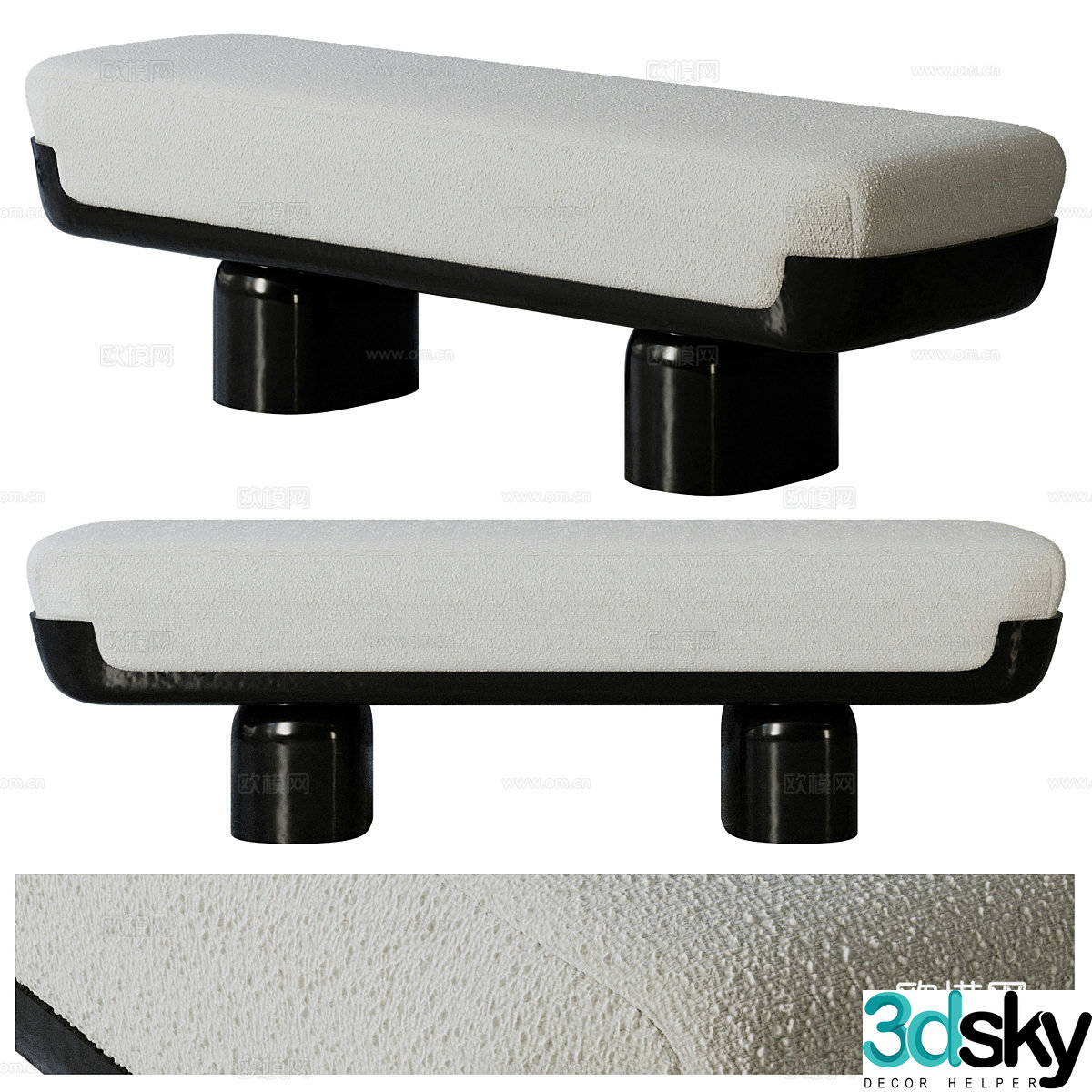 New Chinese style bed stool 3D model