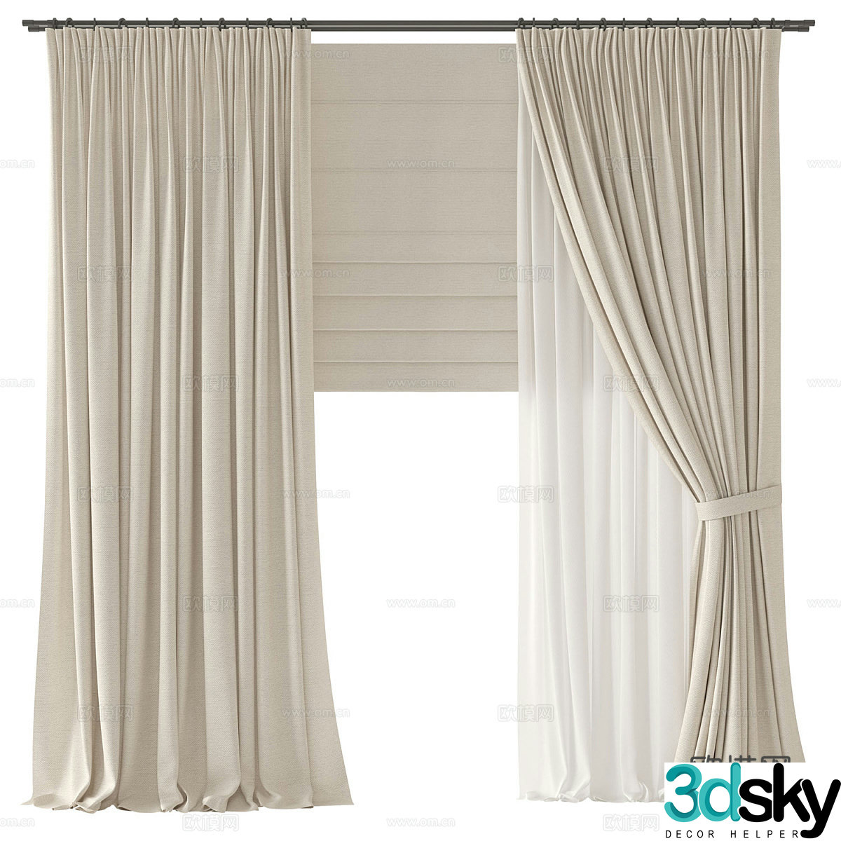 Wasabi wind curtains Bedroom curtains Hotel curtains Cloth curtains Gauze curtains Cream curtains Shower curtains 3D model