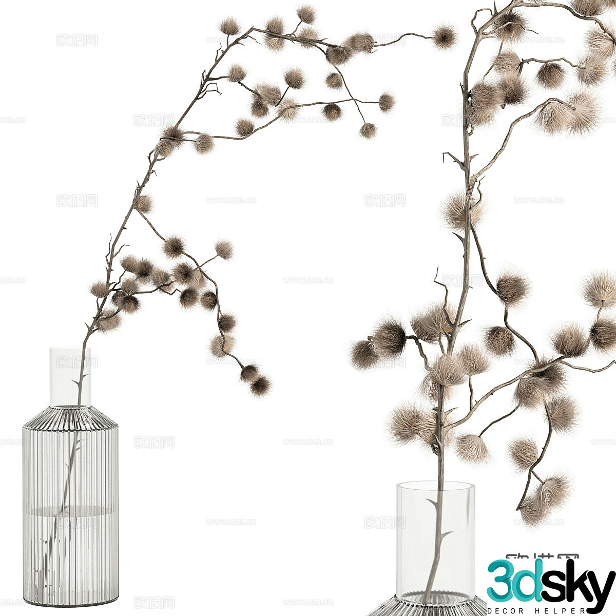 New Chinese vase flower art dry branch 3D model