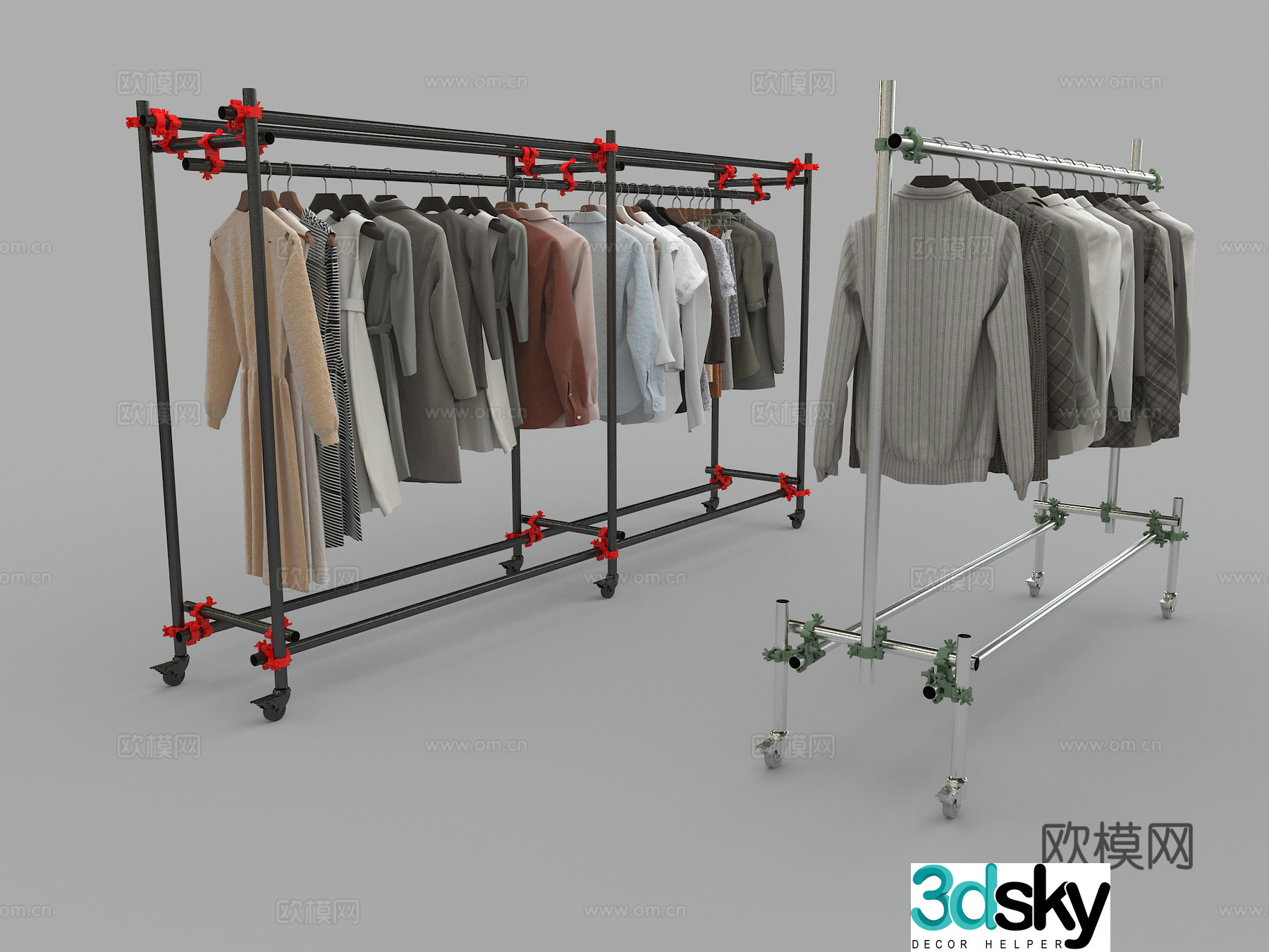 Clothes hanger display rack display rack mid island rack movable scaffolding 3D model