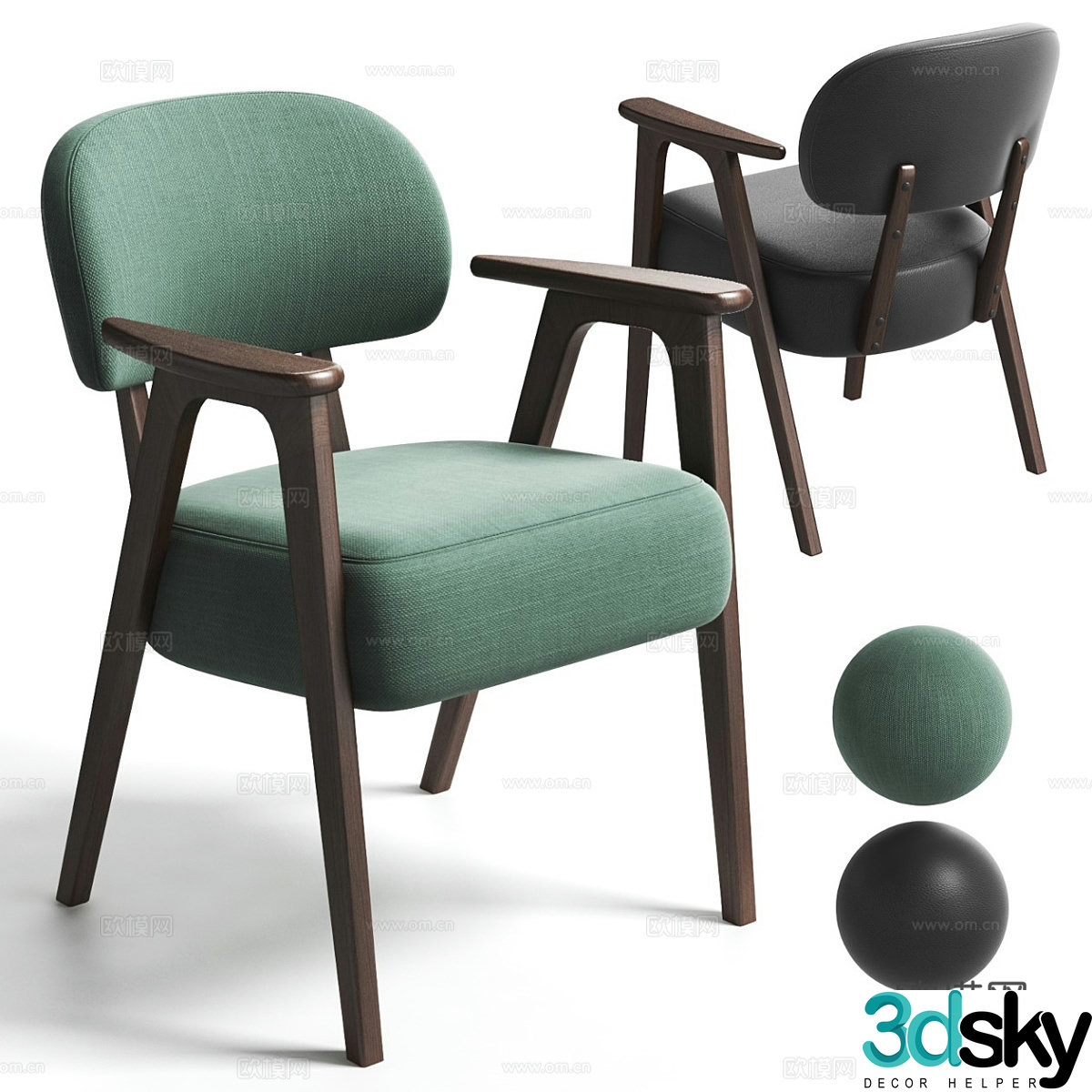 Medium-old single chair Medium-old dining chair Fabric leisure Medium-old leisure chair Medium-old backrest chair Armchair 3D model