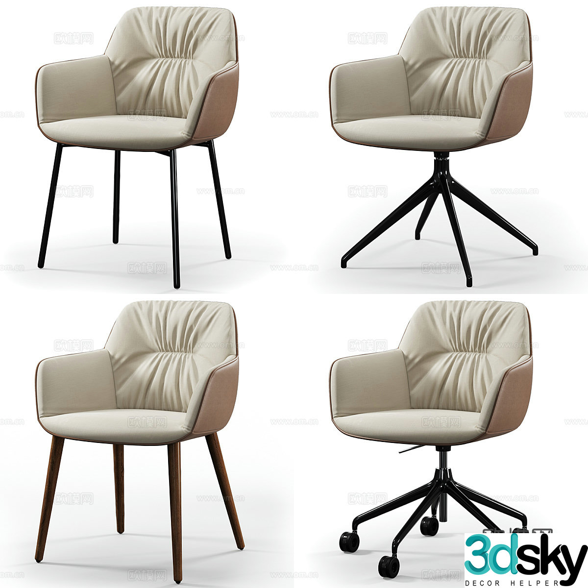 Simple dining chair Simple single chair Fabric single chair Fabric leisure chair Fabric dining chair Book chair Rest 3D model