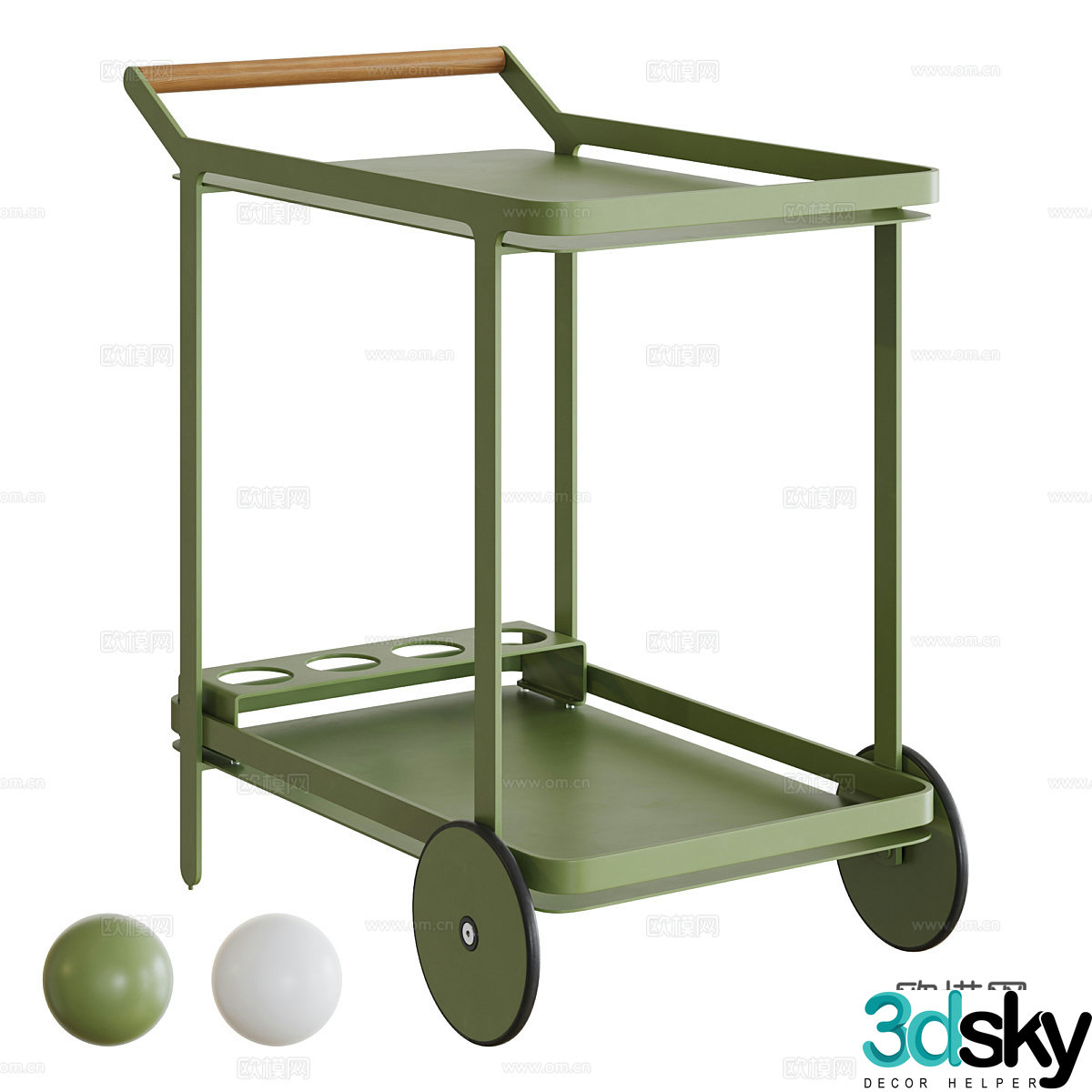 Modern dining cart wine trolley 3d model