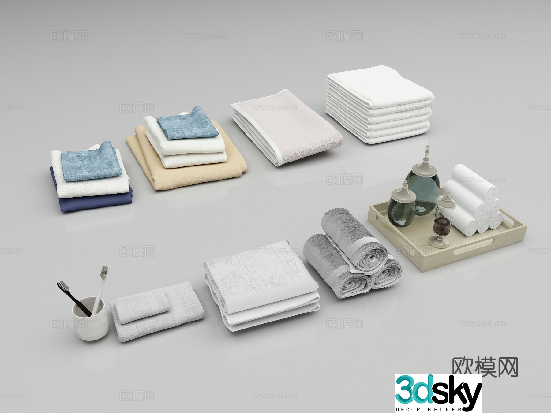 Bathroom supplies towels bath towels daily use 3D model