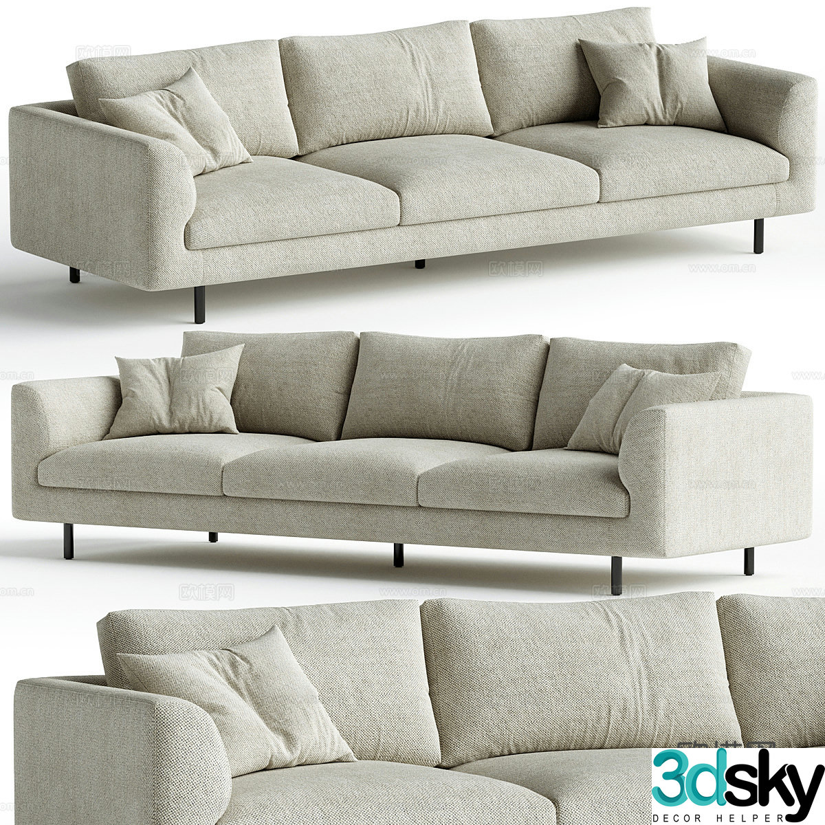 Fabric multi-person sofa Fabric casual sofa Tofu block sofa Garden sofa Outdoor sofa 3D model