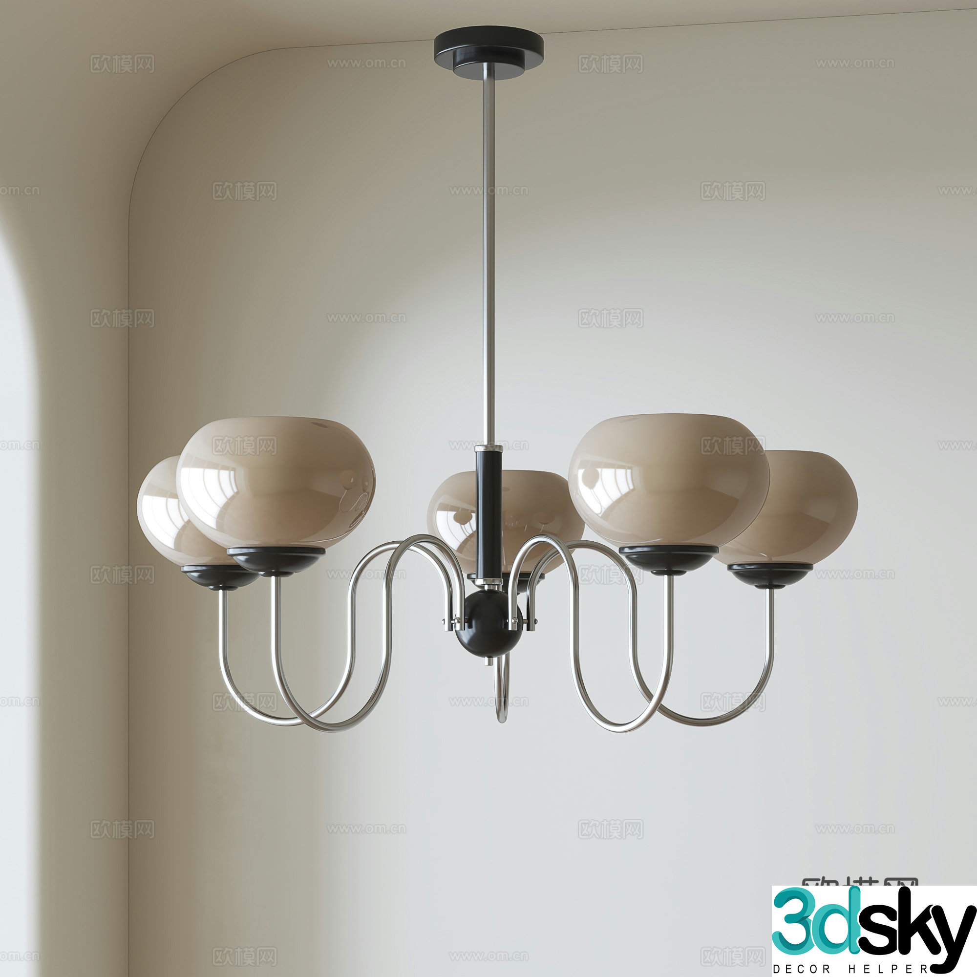 Nordic medieval chandelier 3d model