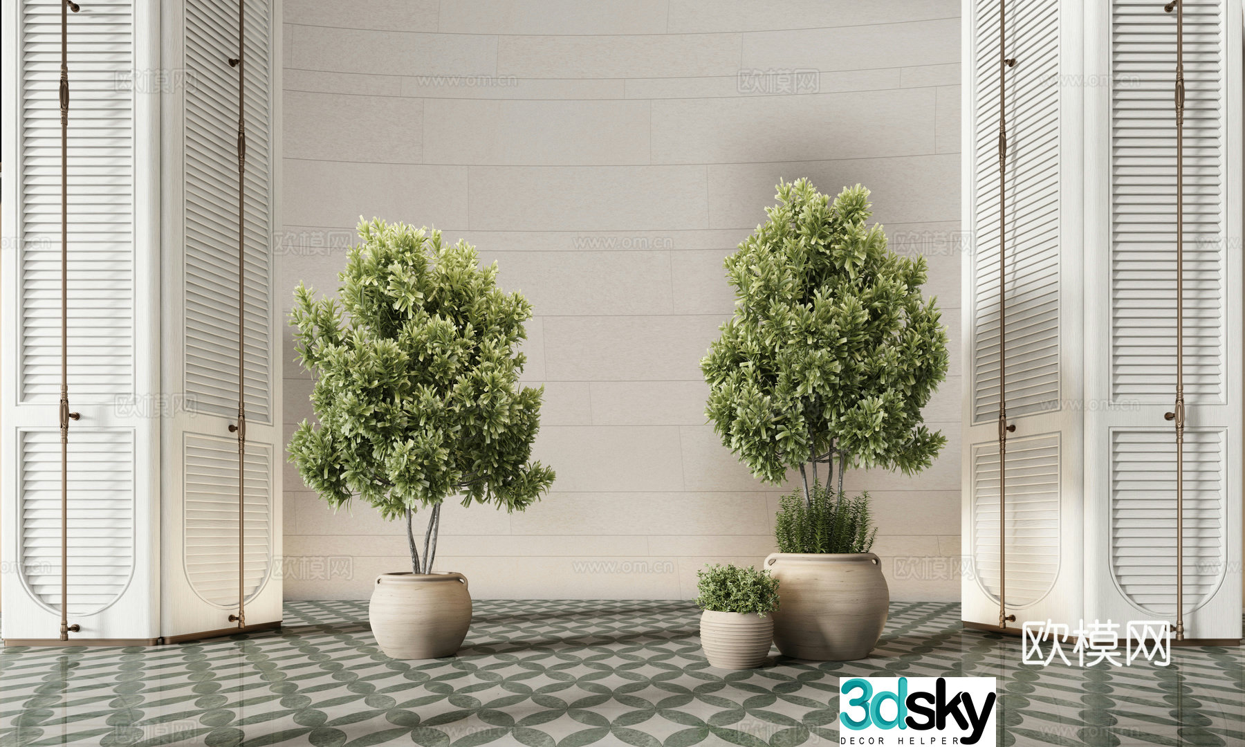 Green plant tree moss potted plant green plant bonsai flower pot 3d model