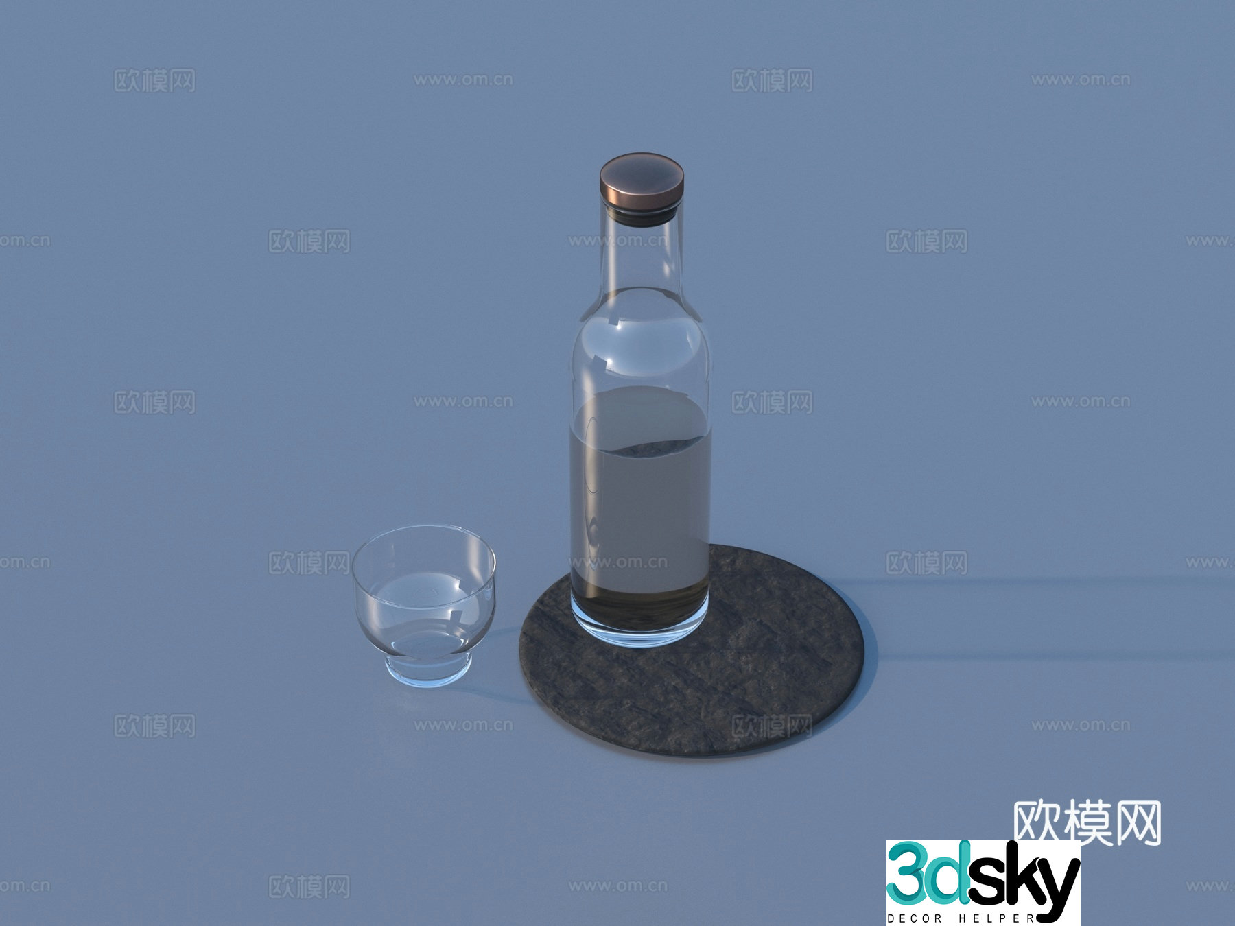 Wine bottle glass wine red wine 3d model