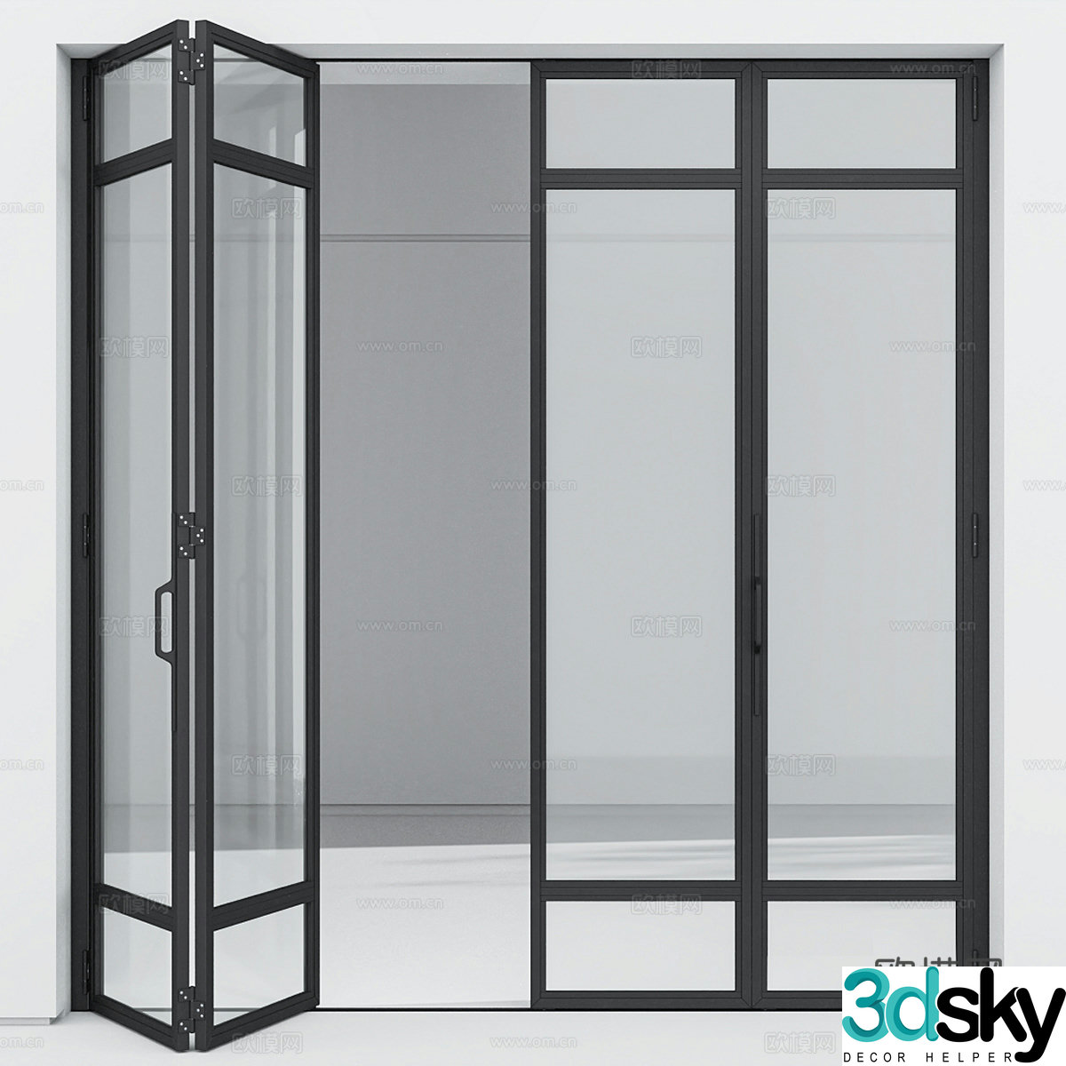 Folding door Glass door Shopping mall glass door Balcony folding door Kitchen glass door 3D model