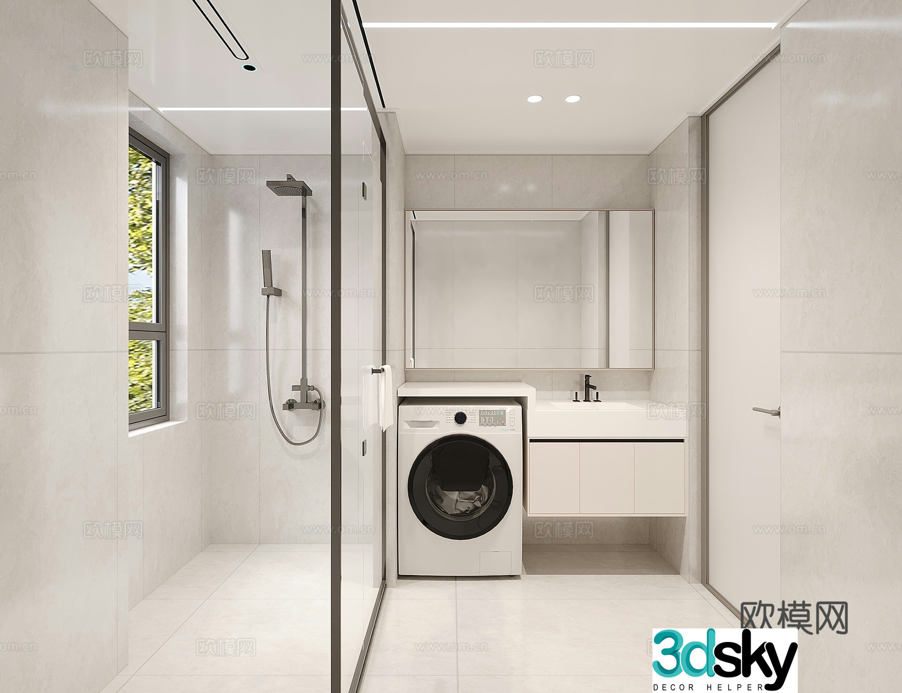 Creamy Honeycomb Large Board Bathroom 3D Model