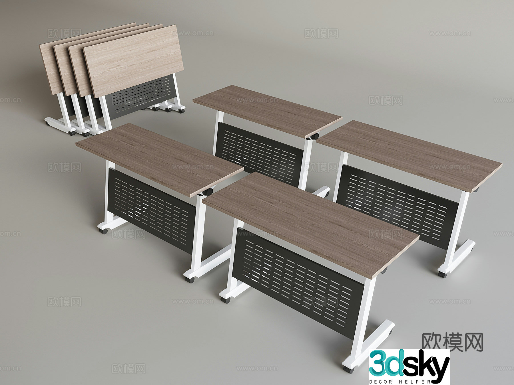 Solid wood office desk training desk desk computer desk 3d model