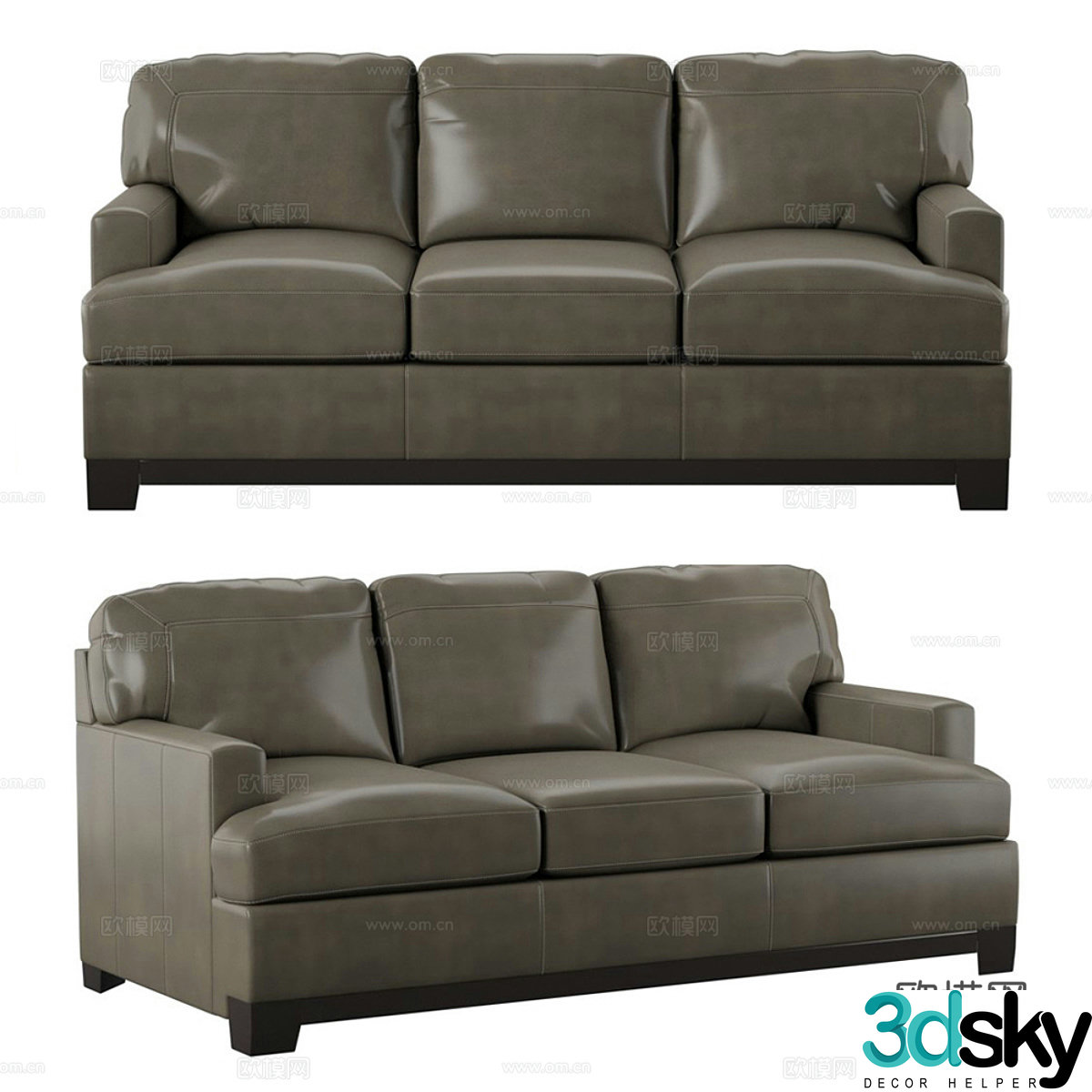 Leather sofa Three-person sofa Leather sofa Linear sofa Small sofa Leather sofa Living room 3D model