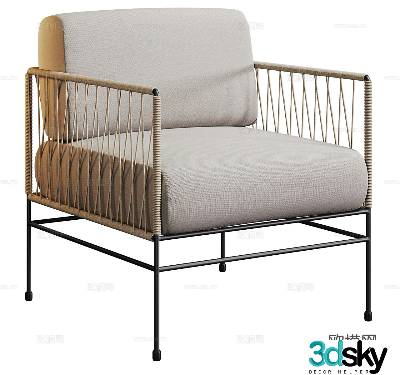 Rattan leisure chair Rattan single chair Rattan dining chair B&B dining chair B&B single chair B&B leisure 3D model