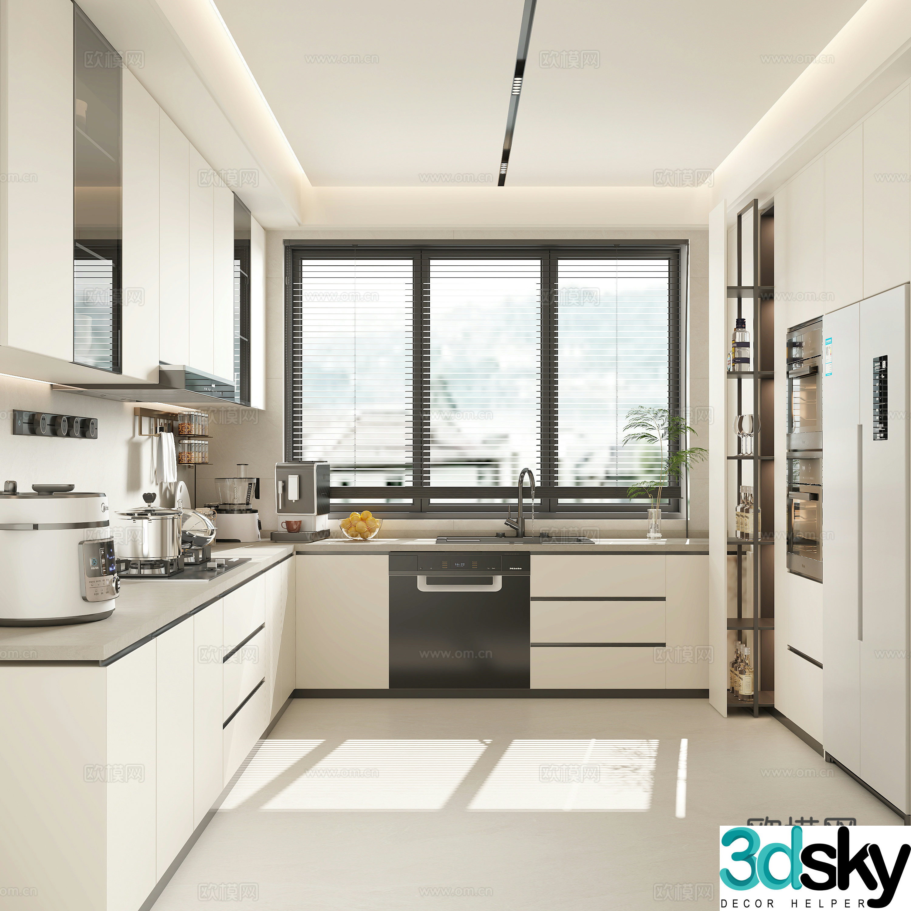 Modern cream kitchen 3d model