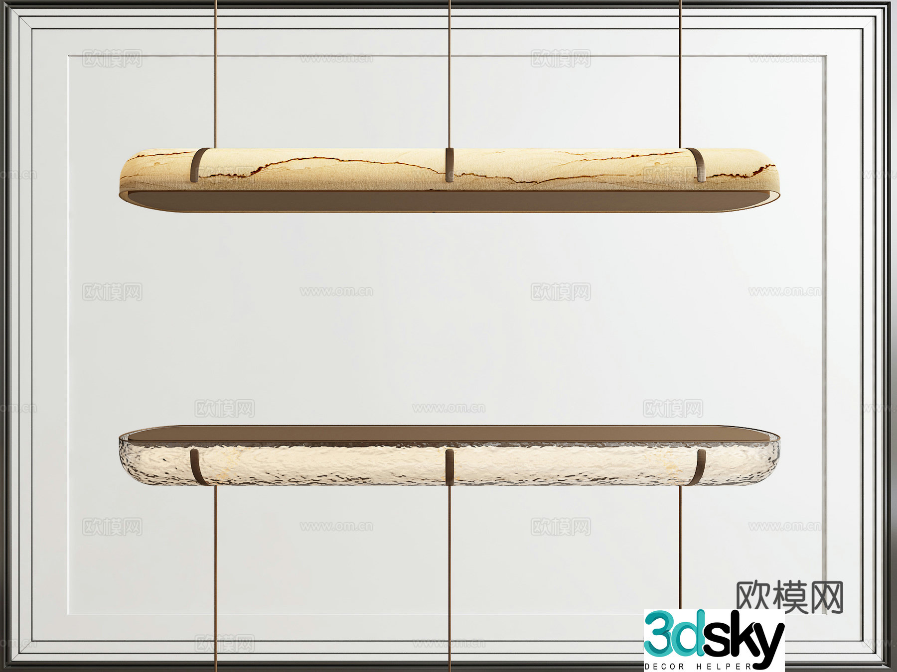 New Chinese long chandeliers 3D model
