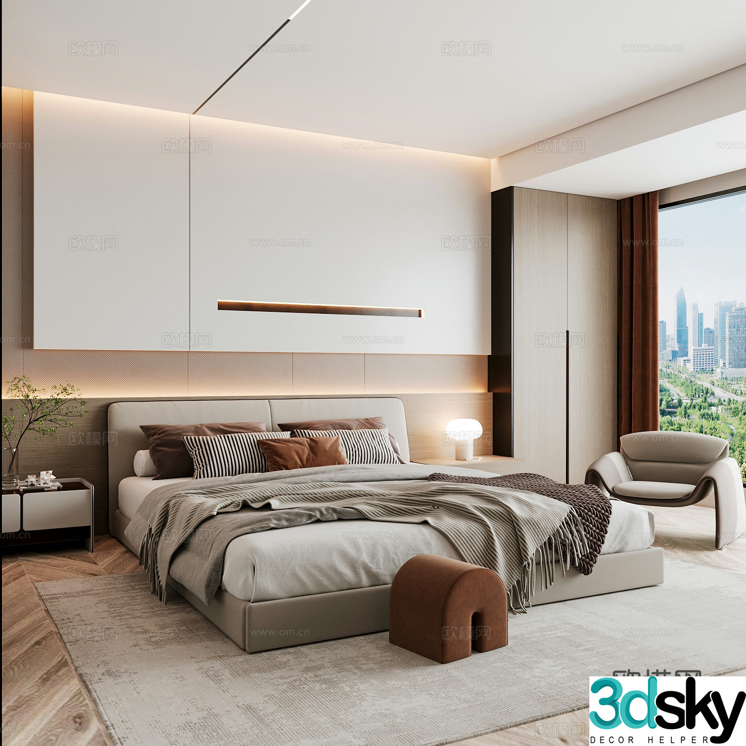 Modern home bedroom Modern bedroom Italian bedroom Simple bedroom Italian bed 3d model