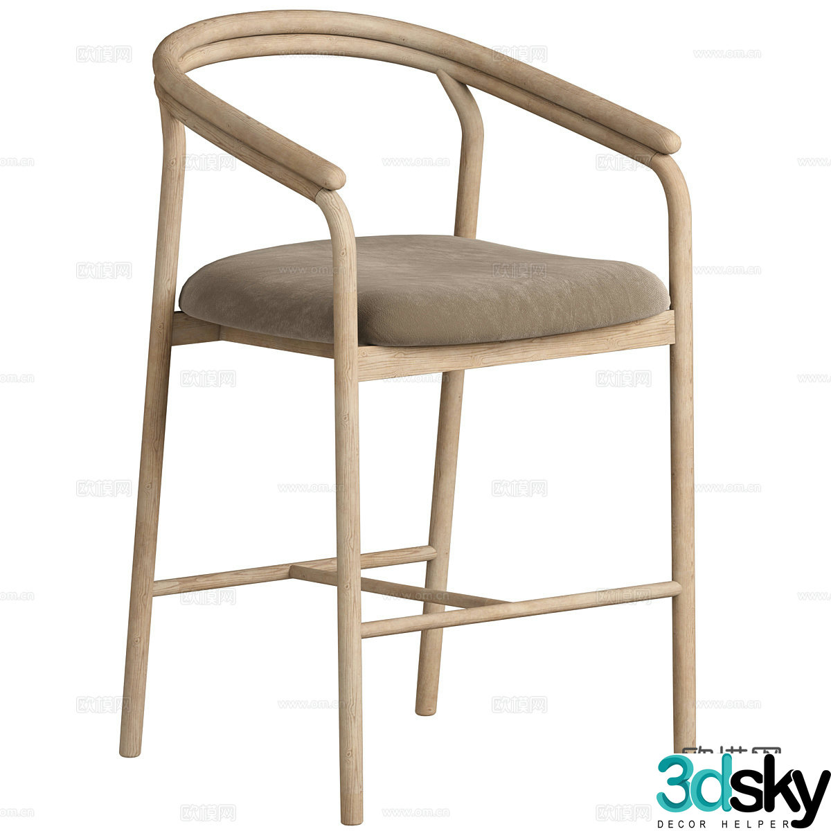 Log wooden bar chair bar stool fabric bar chair simple bar chair fabric bar stool art bar chair bar 3d model