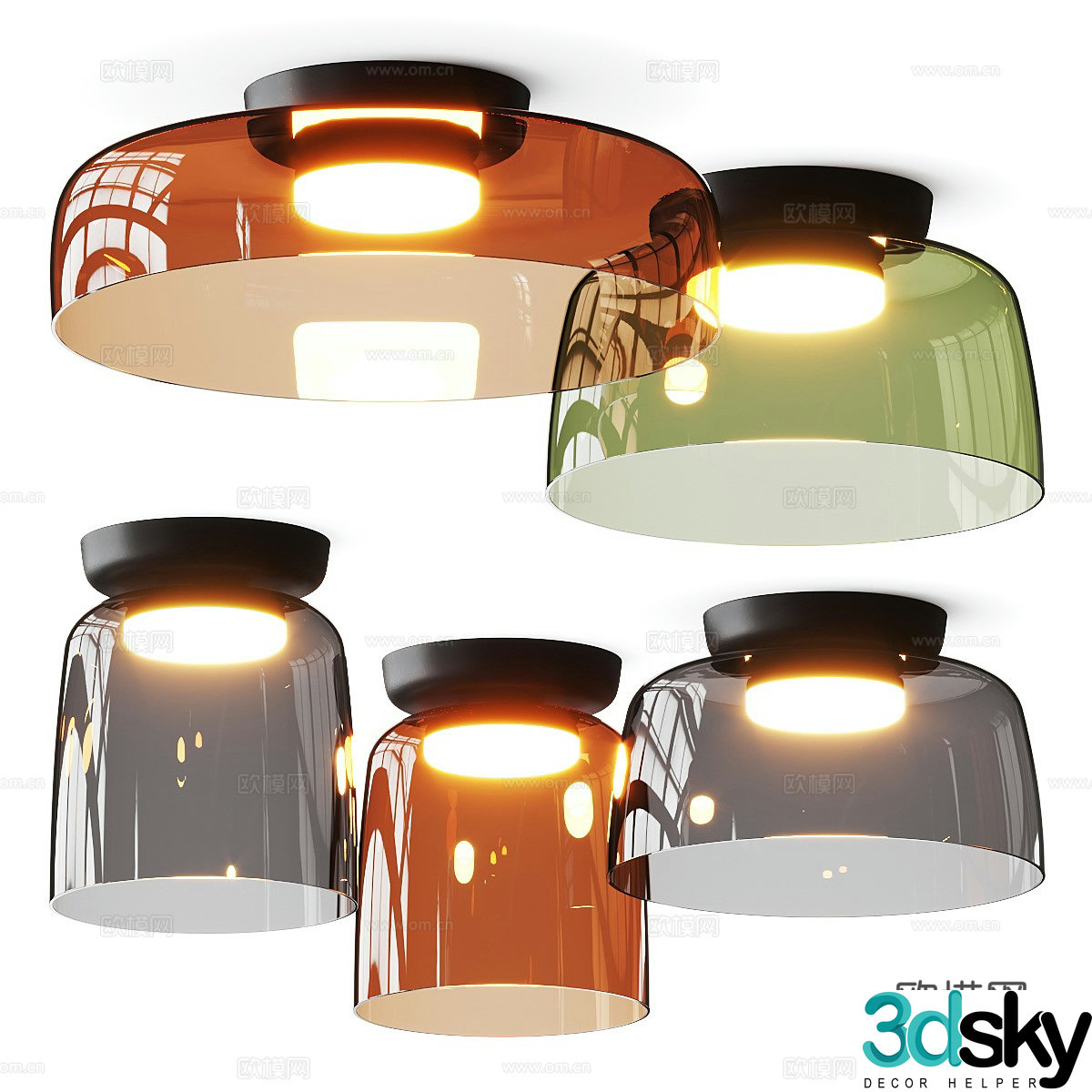Glass ceiling lamp Art ceiling lamp Ceiling lamp combination Bedroom ceiling lamp Acrylic ceiling lamp 3d model