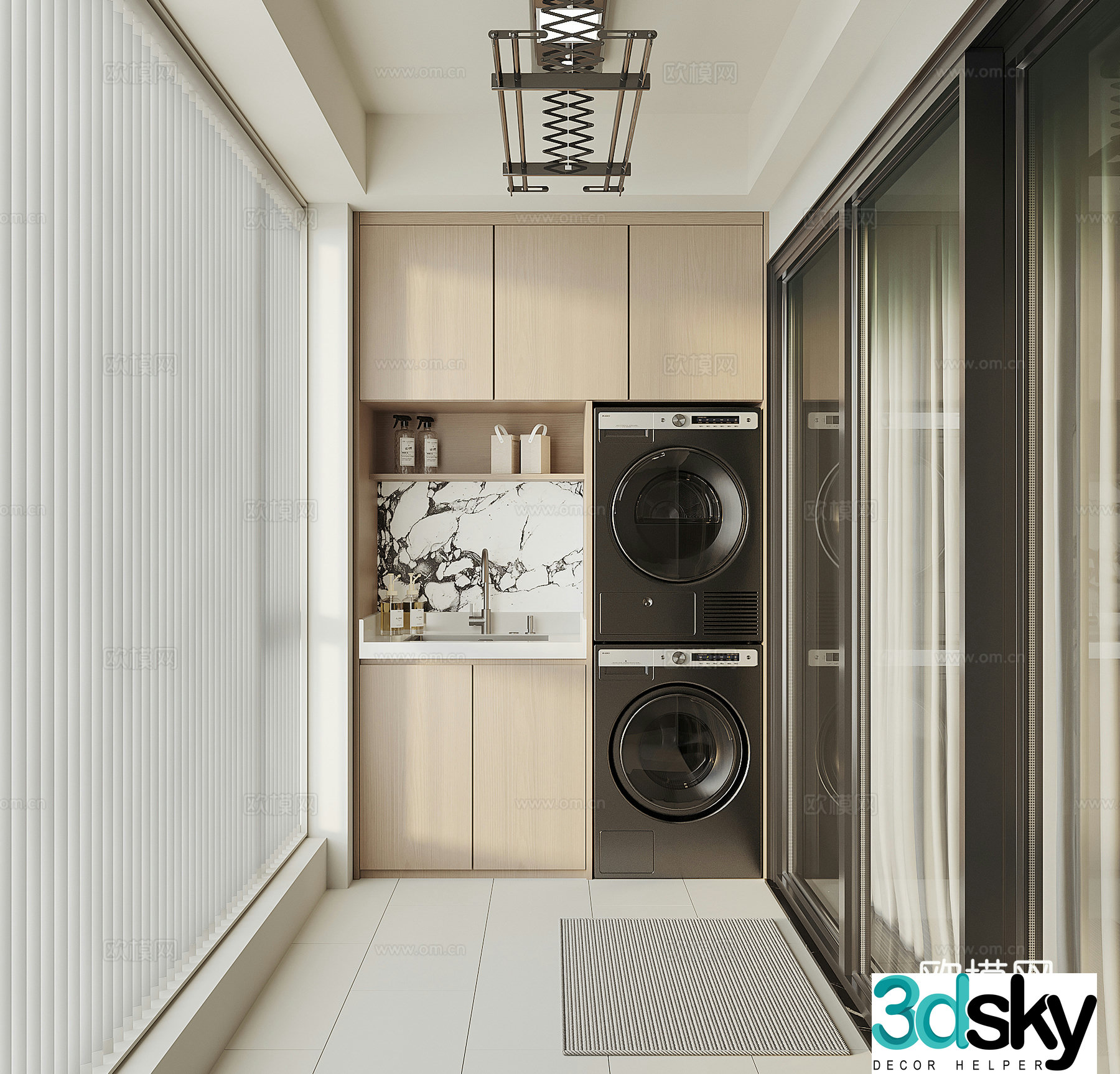 Modern living balcony 3d model