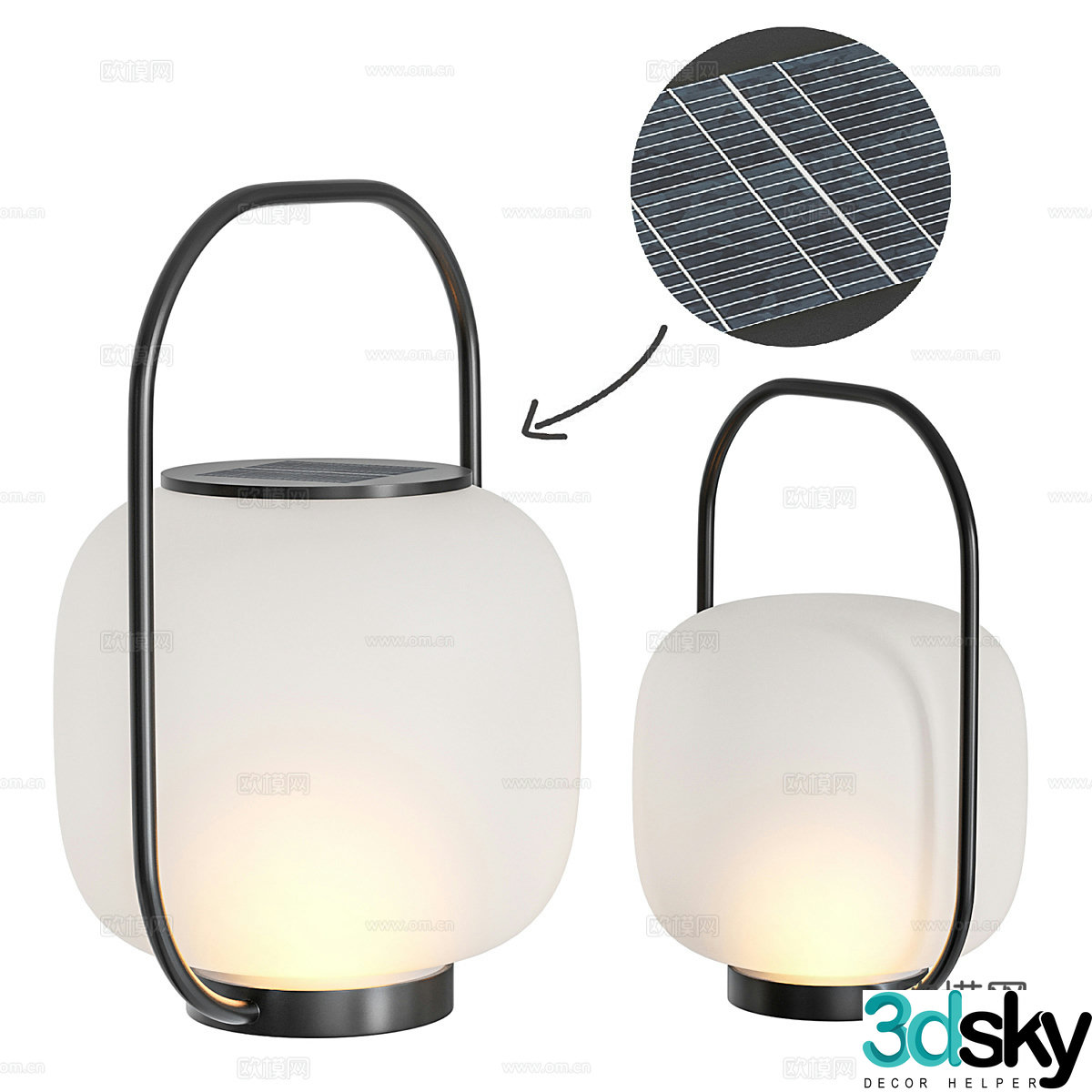Modern waterproof portable LED rechargeable solar outdoor floor lamp 3d model