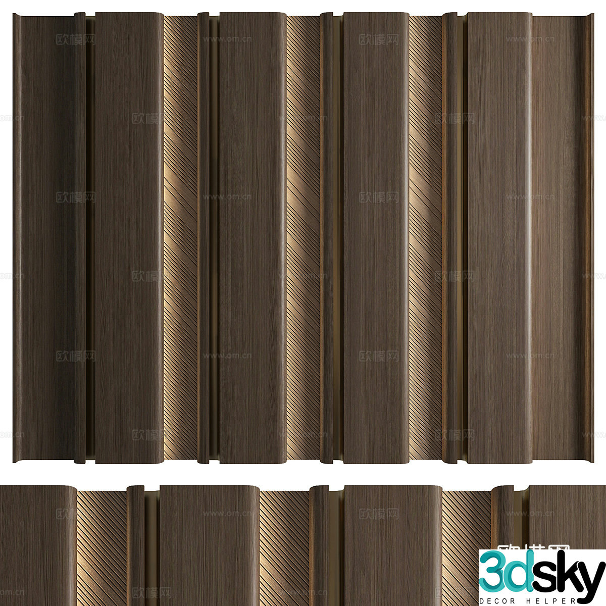 New Chinese style light luxury background wall 3D model