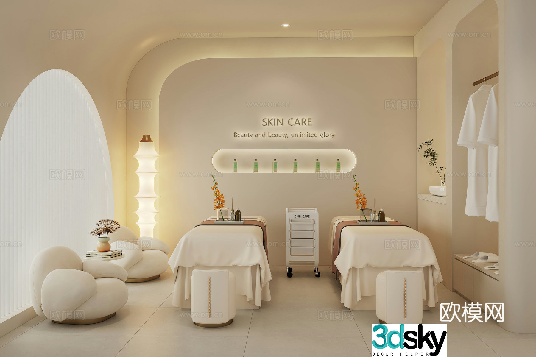 Modern beauty salon Beauty private room Beauty spa Beauty bed Beauty double room 3D model