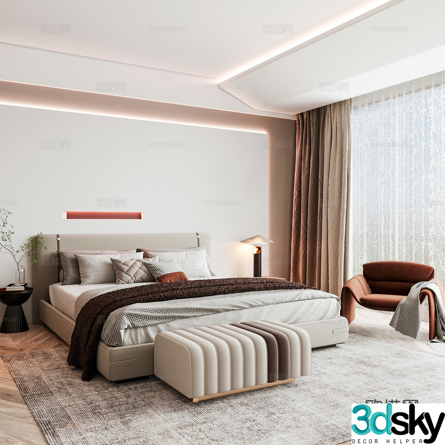 Modern home bedroom Modern bedroom Italian bedroom Simple bedroom Italian bed 3d model
