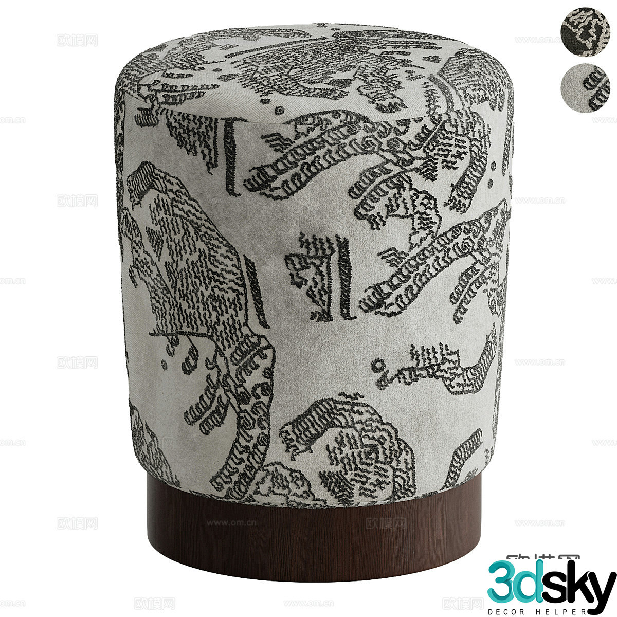 Middle-aged sofa stool fabric sofa stool fabric low stool fabric round stool art low stool shoe change stool 3D model