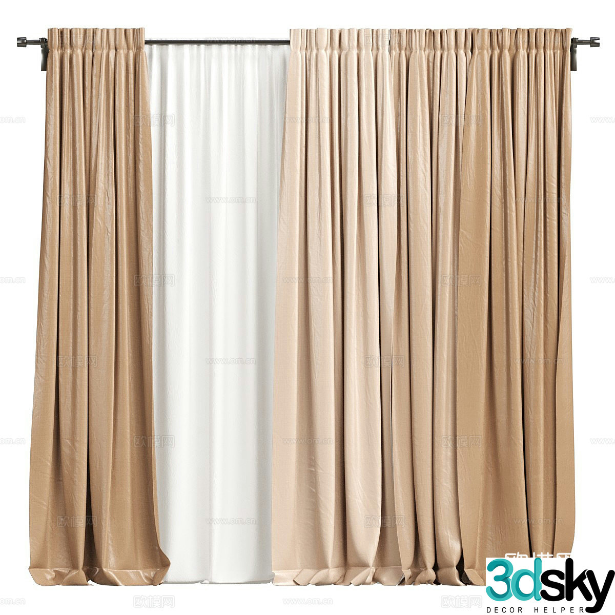 New Chinese style fabric curtain 3D model