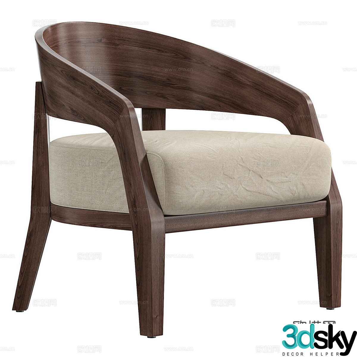 Middle-aged leisure chair Middle-aged single chair Courtyard leisure chair Solid wood leisure chair B&B single chair Wasabi 3d model
