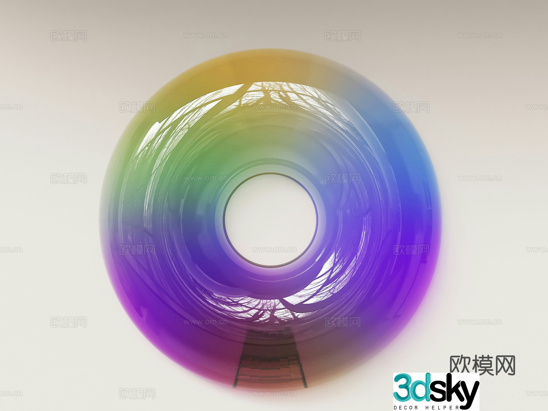 Modern pendants colorful round wall decoration modern simple pendants round jasper pendants special glass 3D model