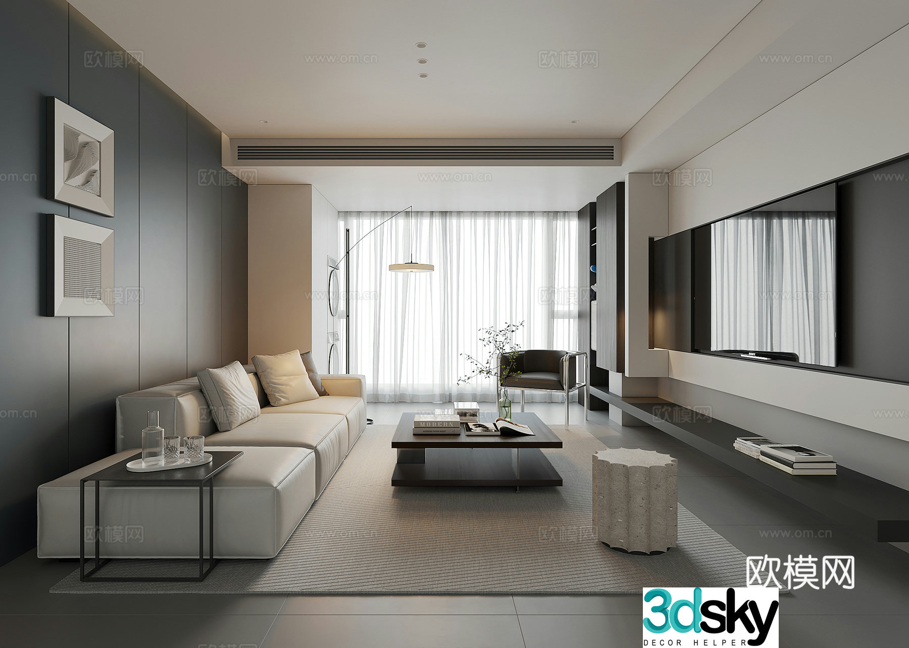 Modern home living room 3d model