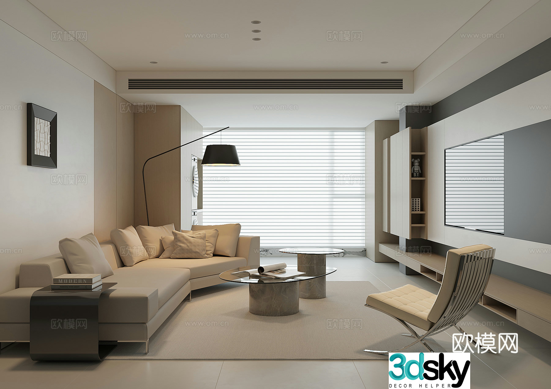 Modern home living room 3d model
