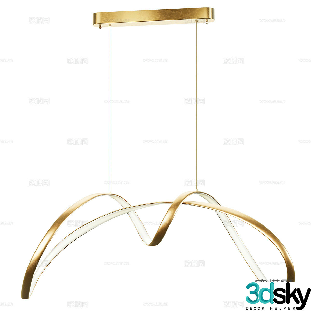 Modern light luxury linear decorative chandelier 3d model