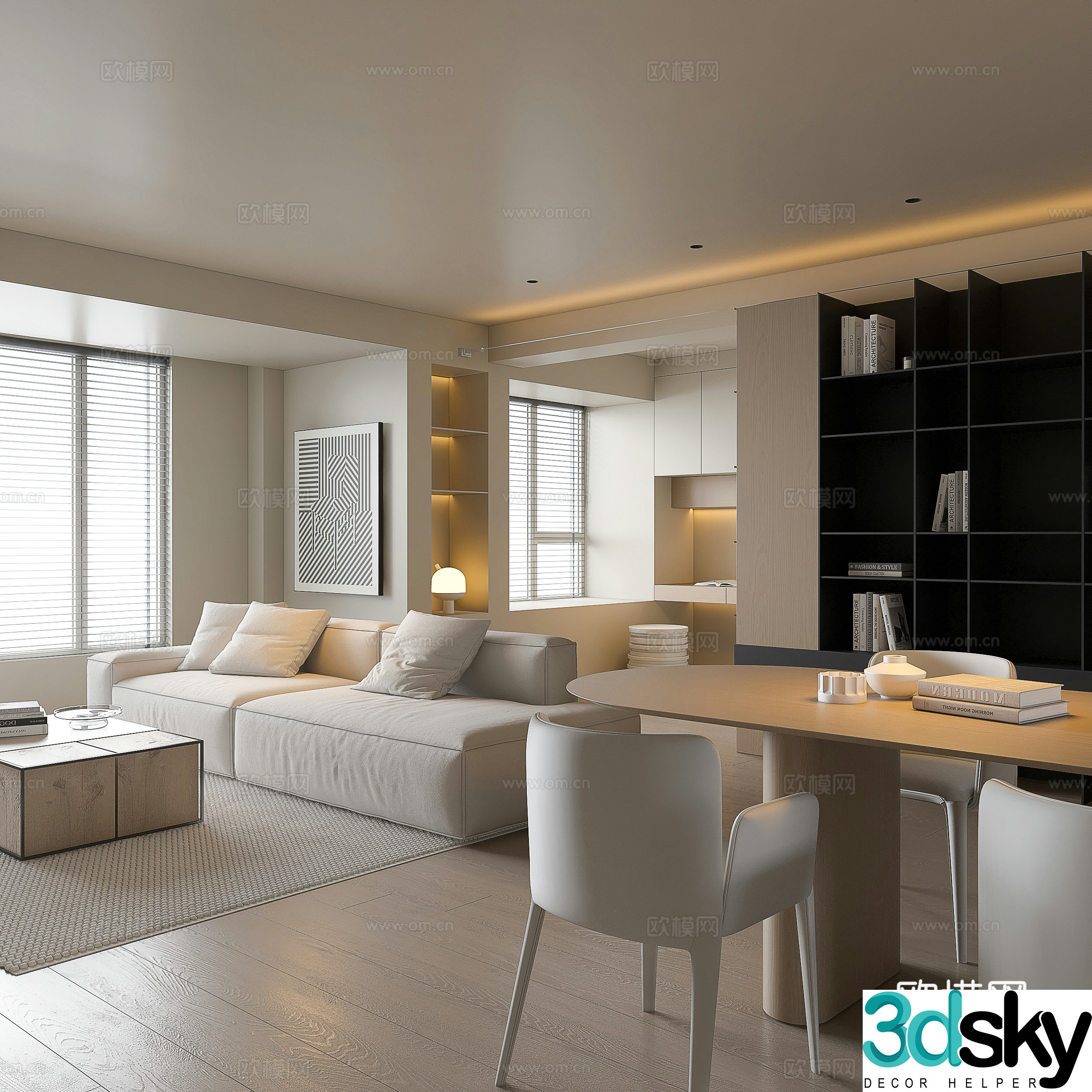 Italian restaurant modern living room restaurant large flat living room log restaurant creamy air dining 3d model