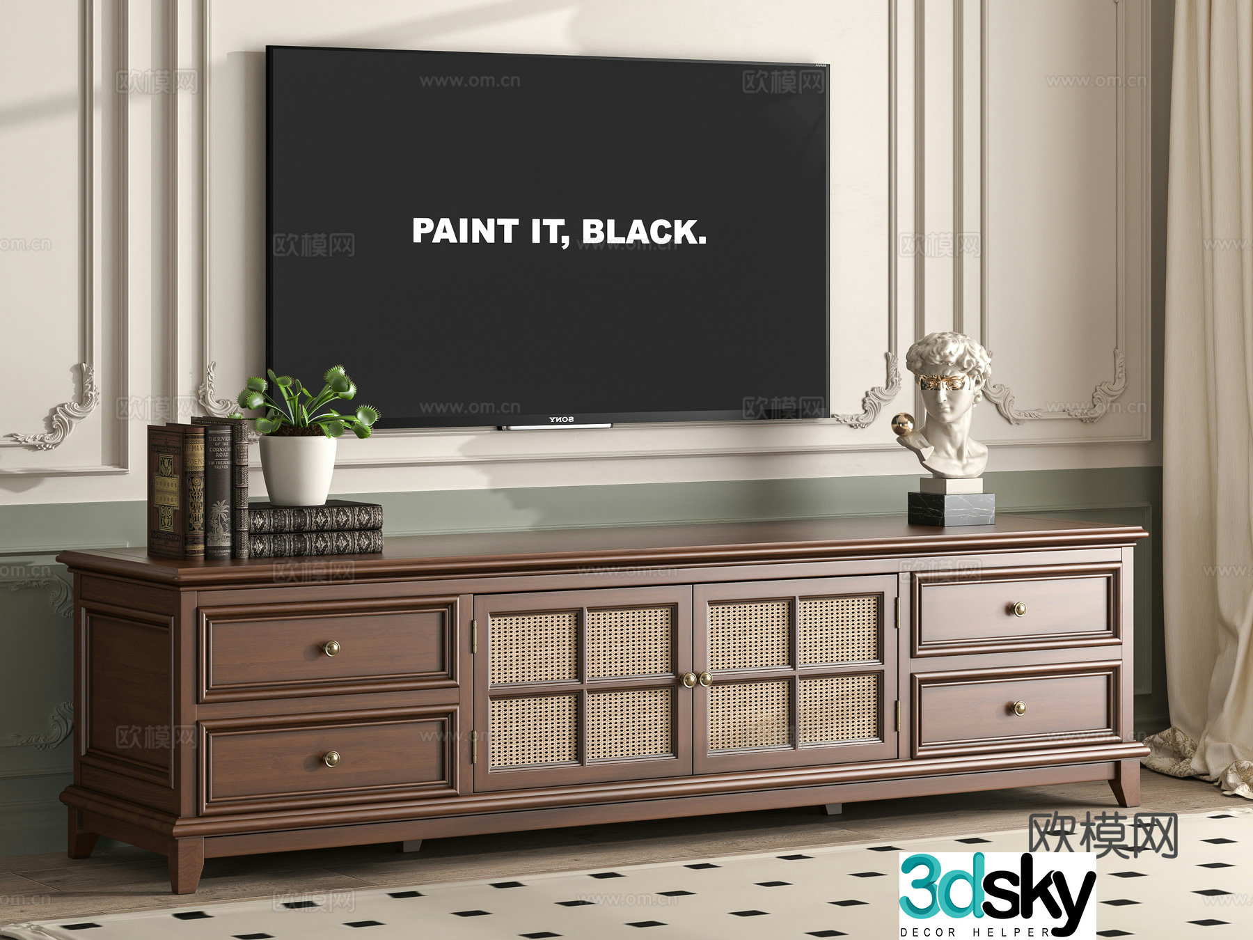 Middle-aged TV cabinet 3D model