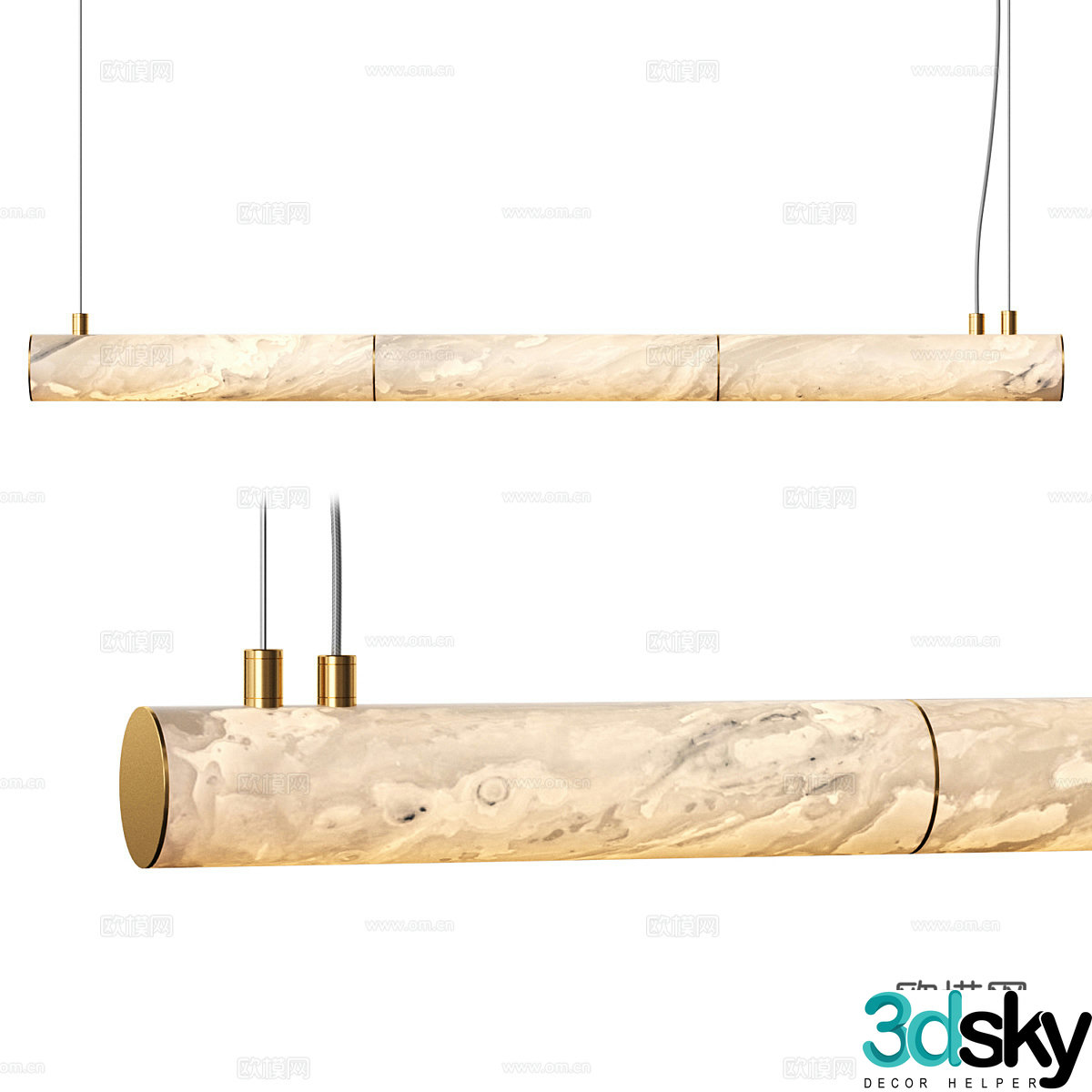New Chinese style light luxury decorative chandelier 3D model