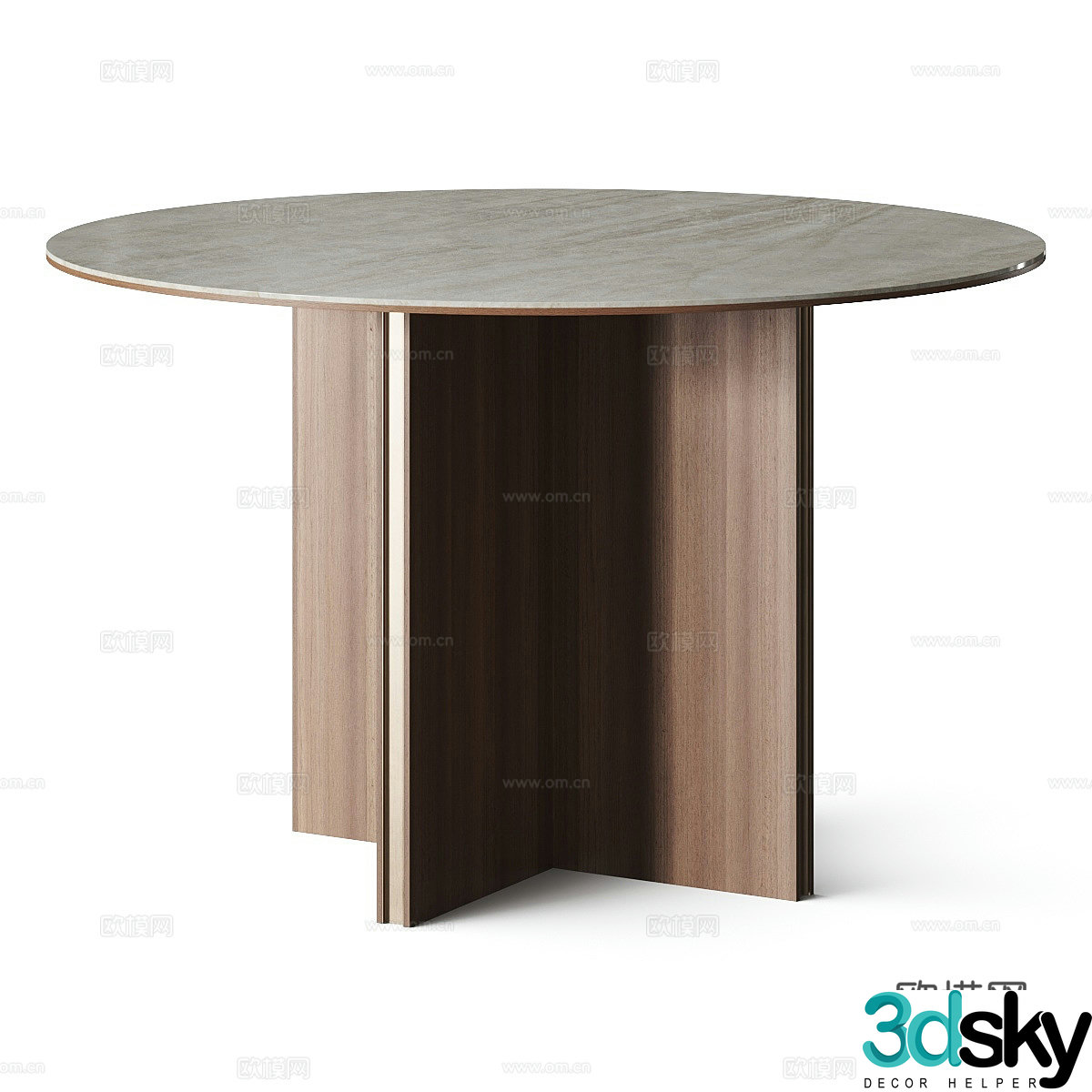 Medium-old dining table round table solid wood round table stone round table wooden table negotiation table 3d model