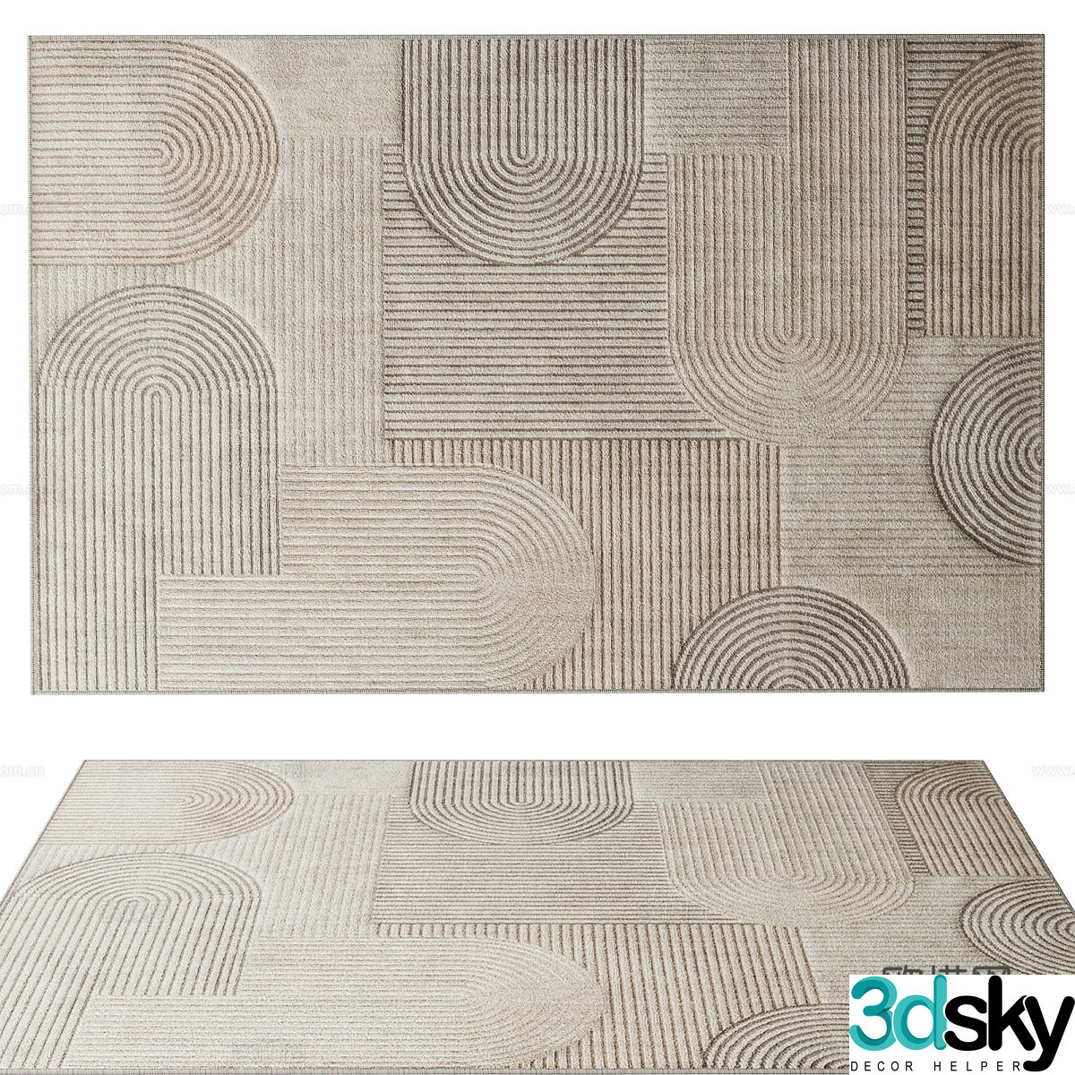 New Chinese style linear carpet 3D model