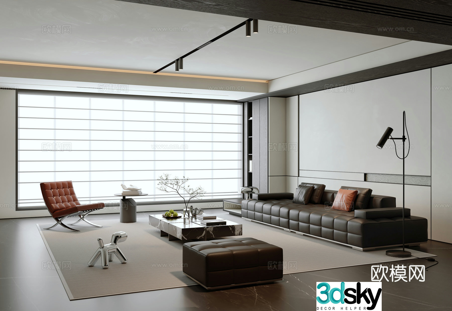 Modern minimalist Italian living room 3d model