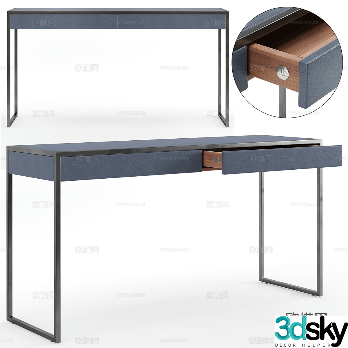 Minimalist desk office desk computer desk solid wood desk learning desk 3D model