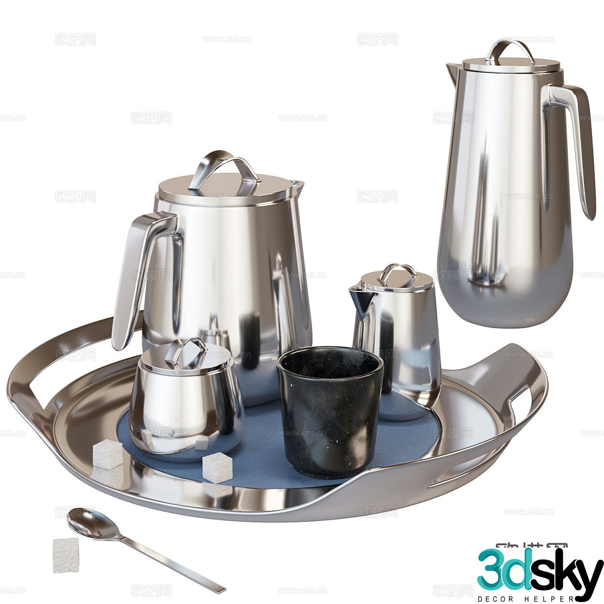 Modern HELIX stainless steel cookware 3d model
