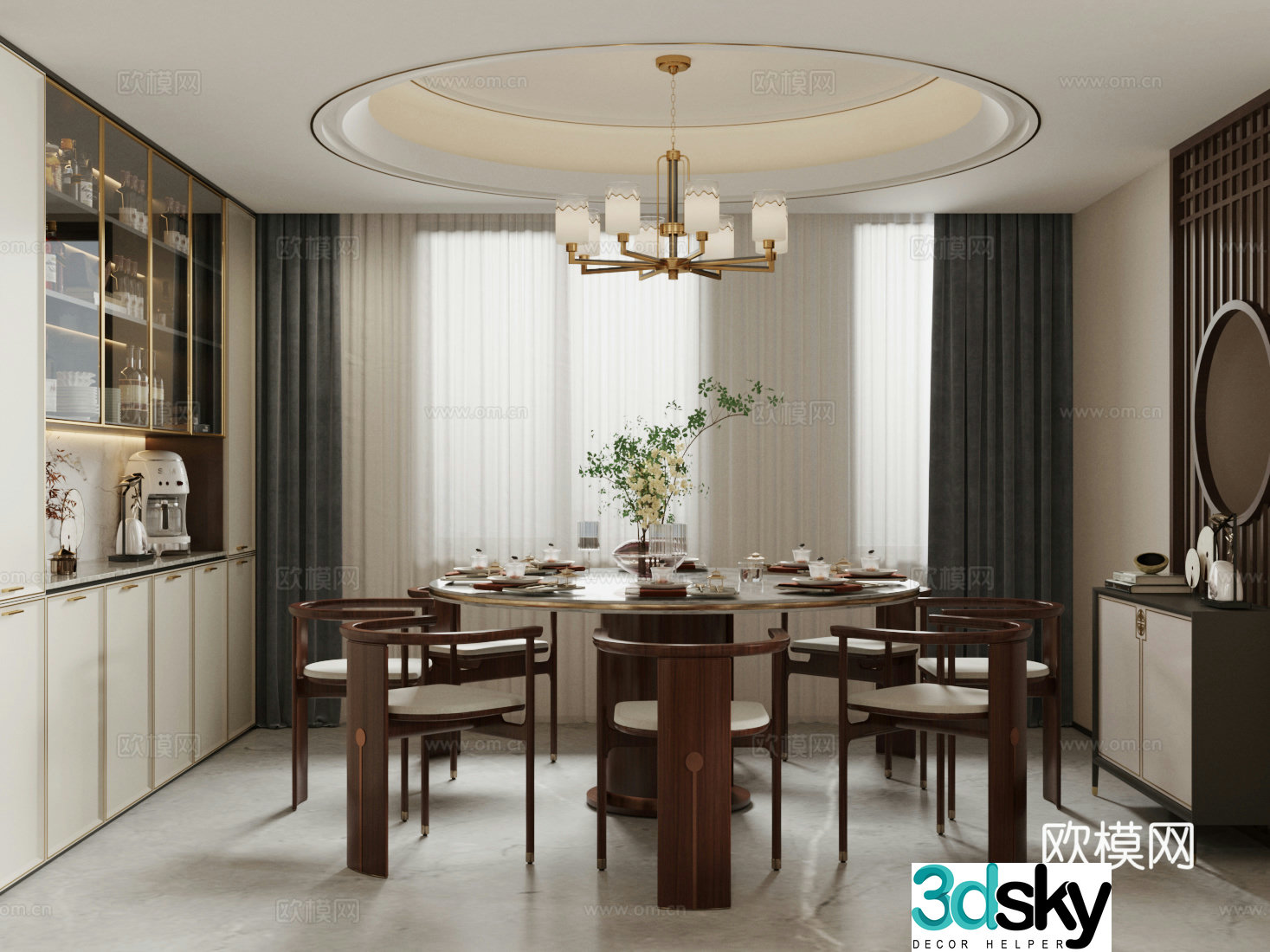 Medium vintage home restaurant Medium vintage restaurant Open restaurant Retro restaurant Dining chair 3d model