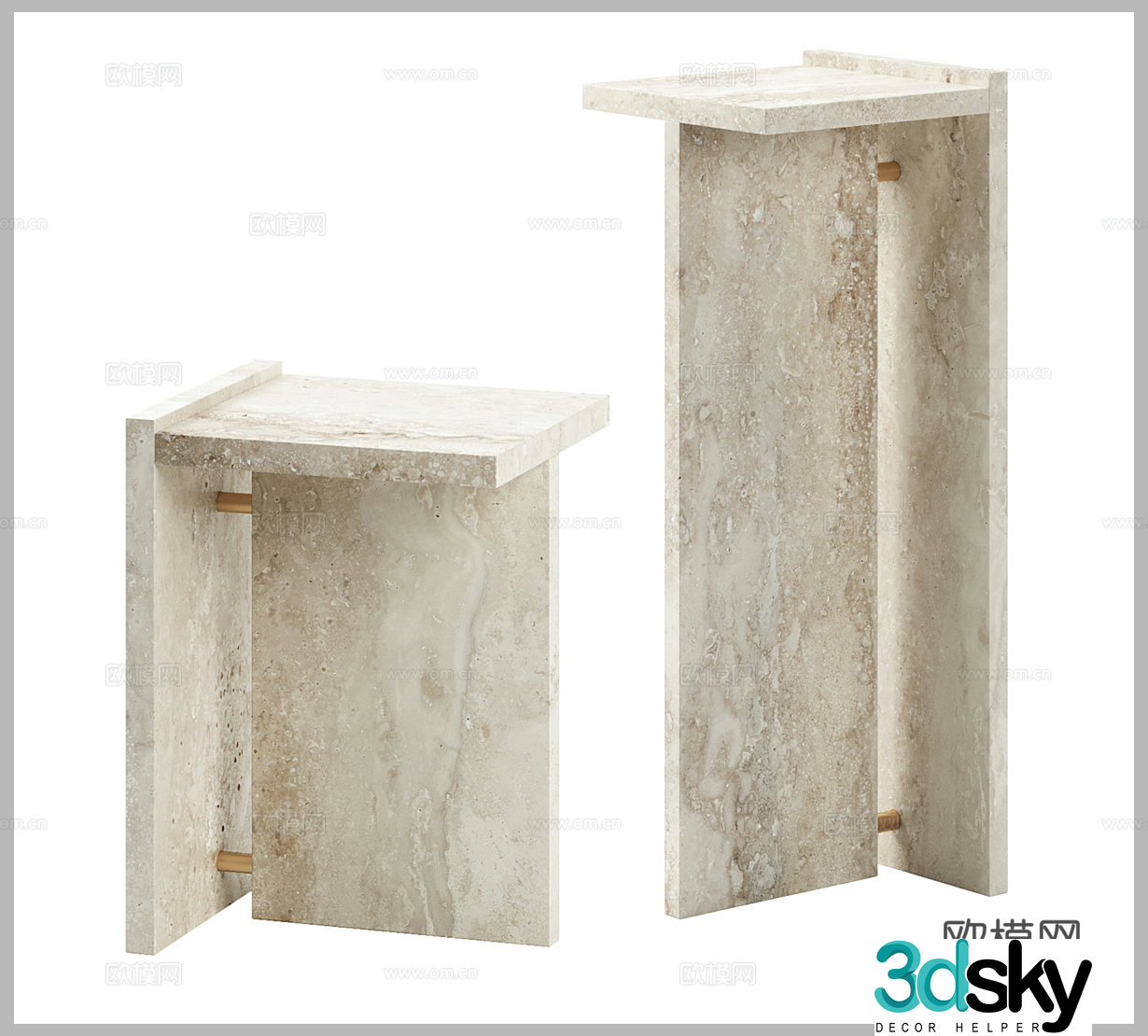 Stone side table combination Stone side table side table bedside table luxury stone side table sofa side table Art side table 3D model
